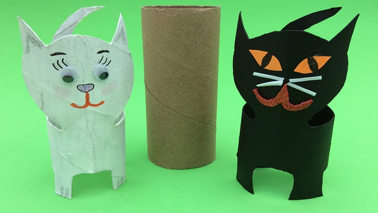 Manualidades con tubos de rollos de papel????Ideas para Halloween????Crafts for kids????figuras de papel
