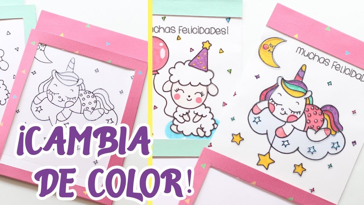 Tarjeta de cumpleaños mágica que cambia de color - DIY manualidades fáciles