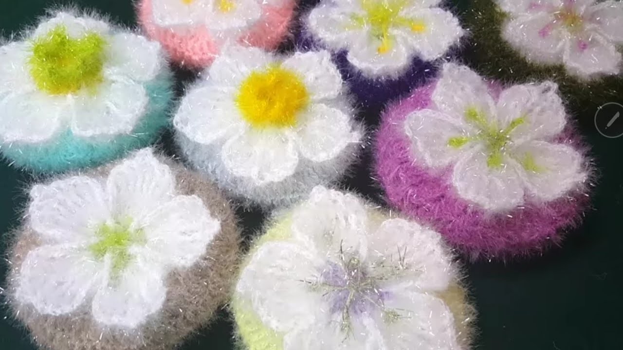 [나무사랑 ]변산 바람꽃 수세미 뜨기.flower crochet