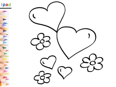 Como Dibujar CORAZONES Y FLORES | dibujos niños ????⭐ How to Draw HEARTS AND FLOWERS | drawings kids