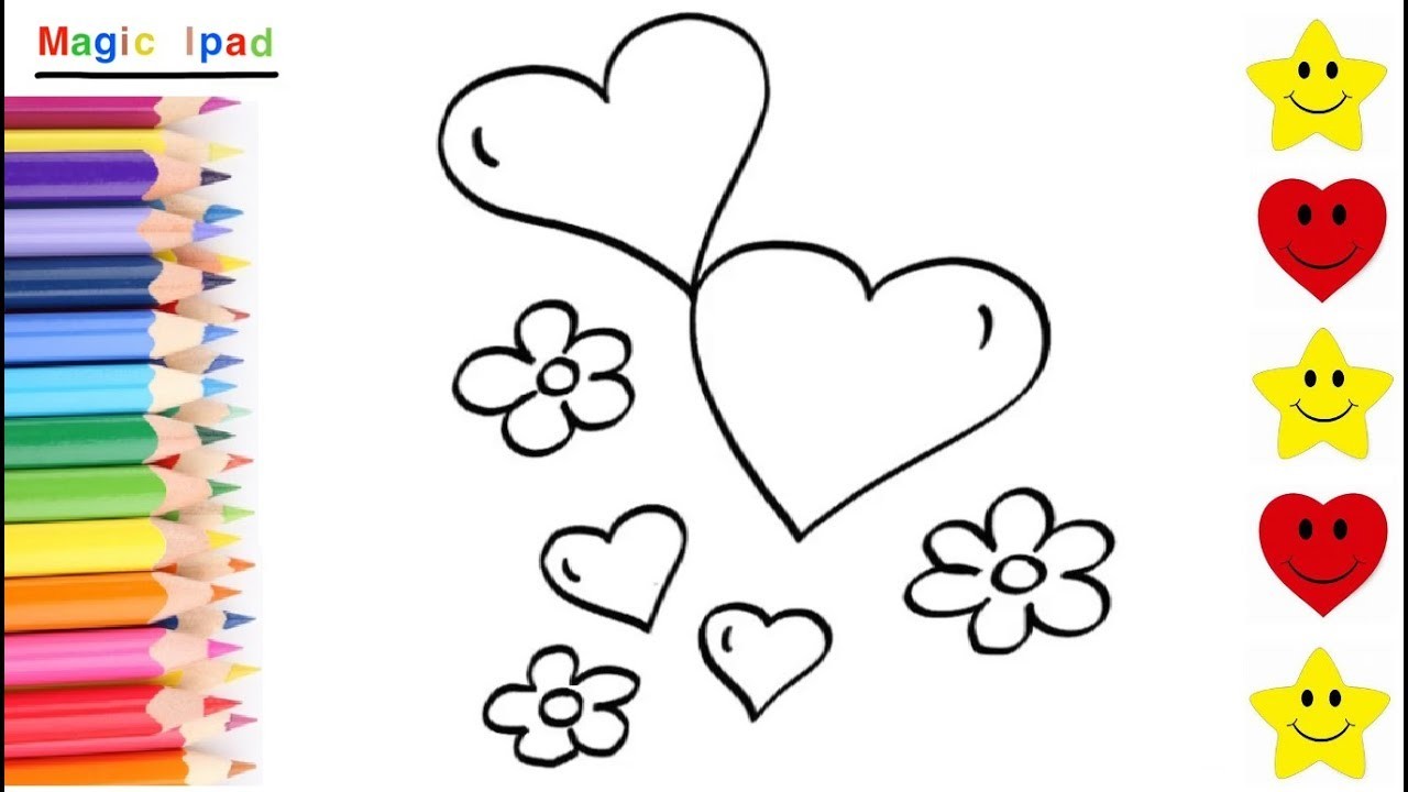Como Dibujar CORAZONES Y FLORES | dibujos niños ????⭐ How to Draw HEARTS AND FLOWERS | drawings kids