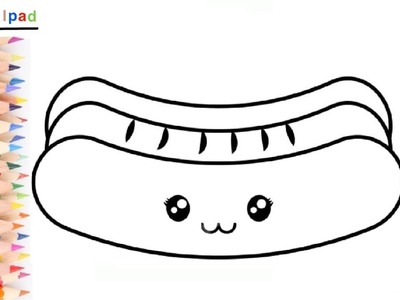 Como dibujar un PERRITO CALIENTE KAWAII | dibujos niños ????⭐ How to draw a HOT DOG | drawings kids