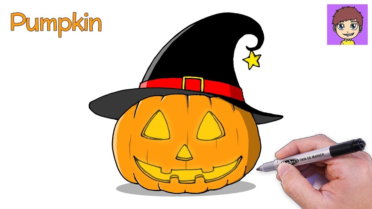 Como Dibujar una Calabaza Halloween Paso a Paso - Dibujos para Dibujar - Dibujos Faciles