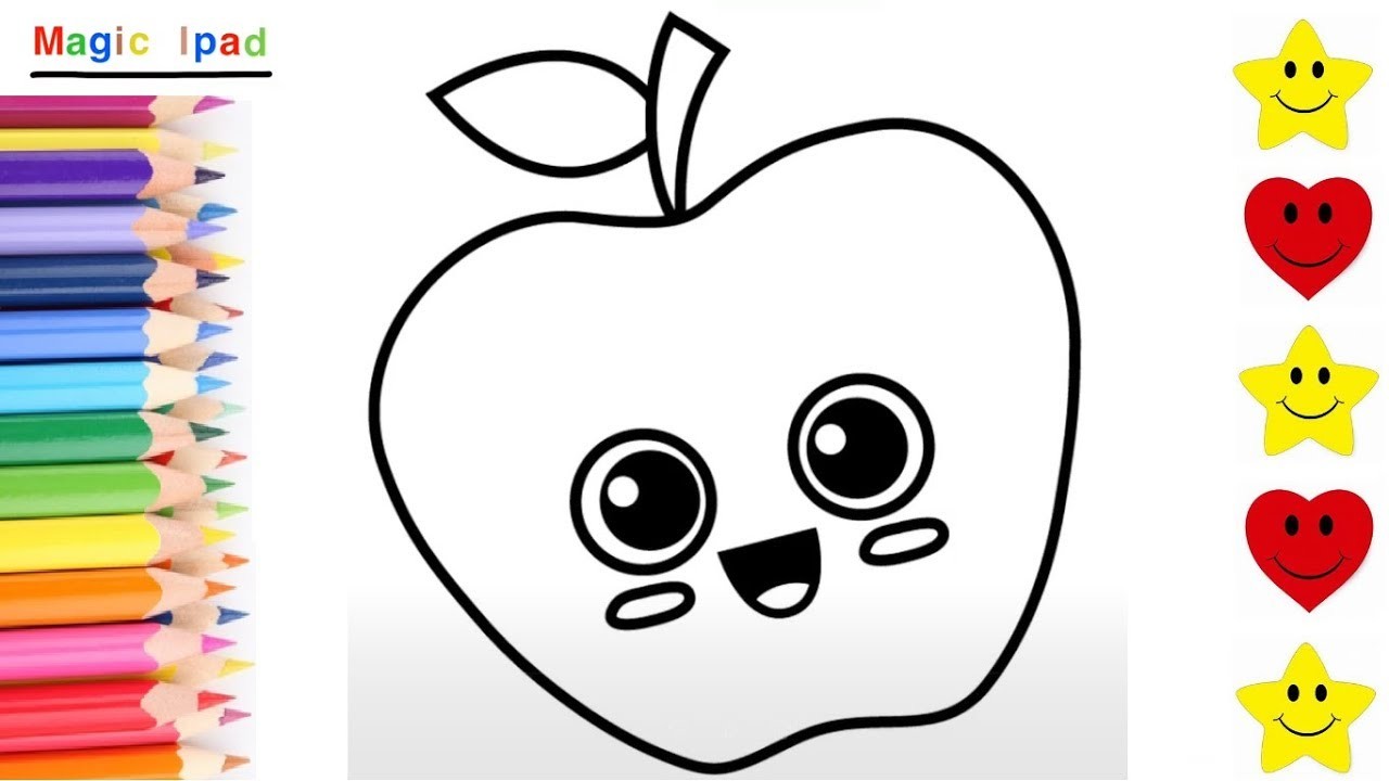 Como dibujar una MANZANA KAWAII | dibujos para niños ????⭐ How to draw an APPLE | drawings for kids