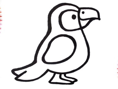 Cómo dibujar y colorear un pájaro loro.Dibujos para niños.