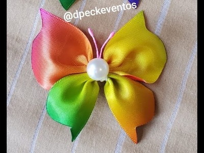 Como hacer Gancho mariposa.  butterfly hook. diy. grossgrain. ribbon. kanzashi flower