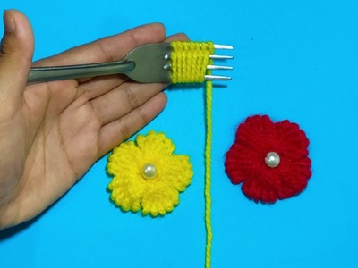 FLORES CON UN TENEDOR (TRUCO FÁCIL) #3. Embroidery Amazing , Easy Flower Embroidery Trick with Fork