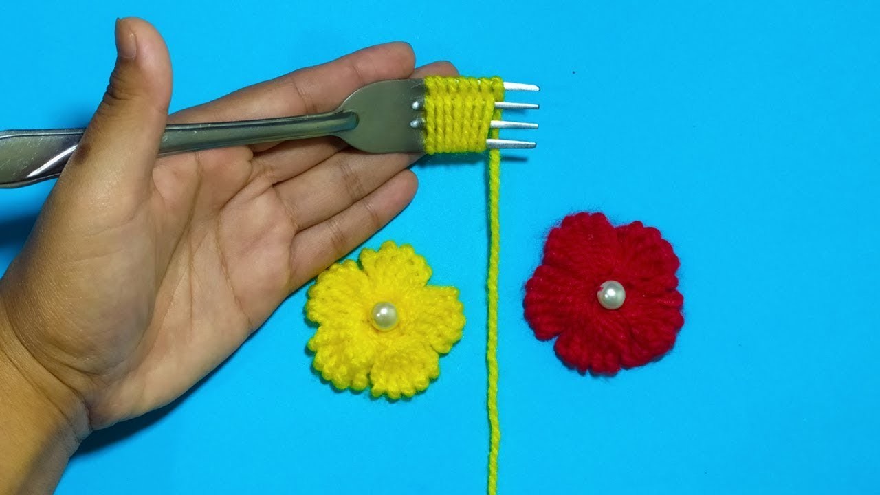 FLORES CON UN TENEDOR (TRUCO FÁCIL) #3. Embroidery Amazing , Easy Flower Embroidery Trick with Fork