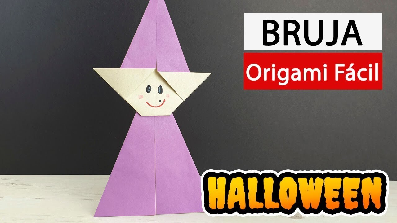 Bruja de origami fácil paso a paso – Manualidad de Halloween