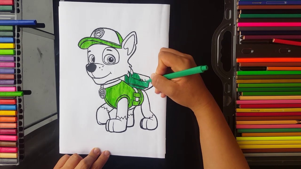 Colorear a Rocky. Patrulla Canina - Dibujos Para Niños