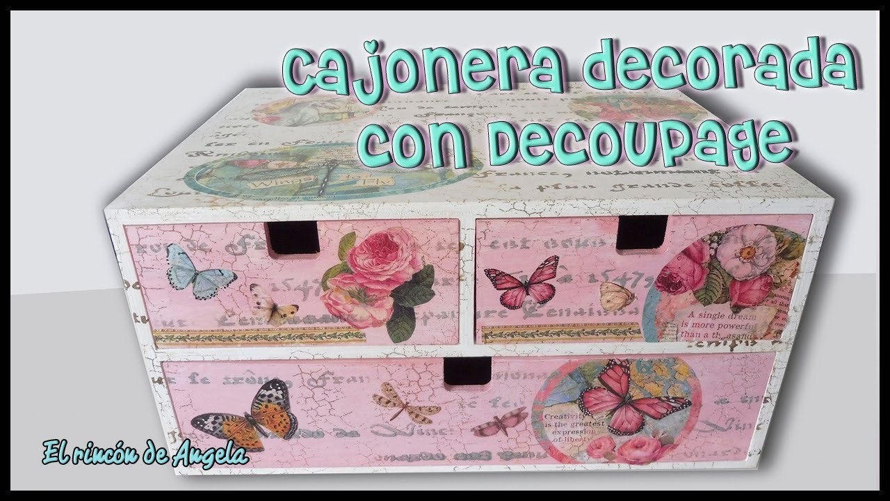 Como decorar Cajonera de madera nueva o reciclada  con decoupage, papel de arroz y stencils