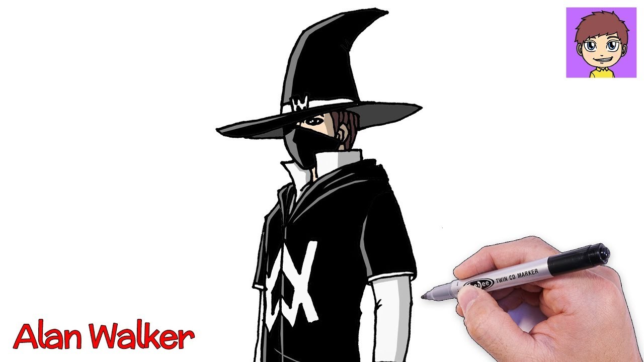 Como Dibujar a Alan Walker Halloween Paso a Paso - Dibujos para Dibujar - Dibujos Faciles