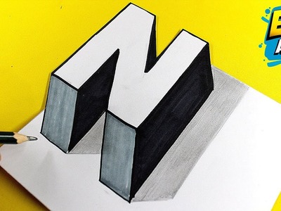 ???? COMO Dibujar LETRAS en 3D LETRA N  ⭐ how to draw the letter N 3D ►  Dibujar letras BONITAS en 3D