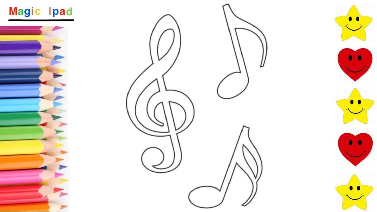 Como Dibujar NOTAS MUSICALES | dibujos para niños ????⭐ How to Draw MUSICALS NOTES | drawings for kids