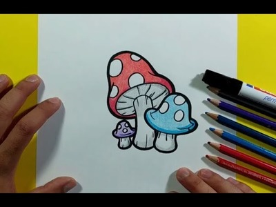 Como dibujar setas paso a paso | How to draw mushrooms
