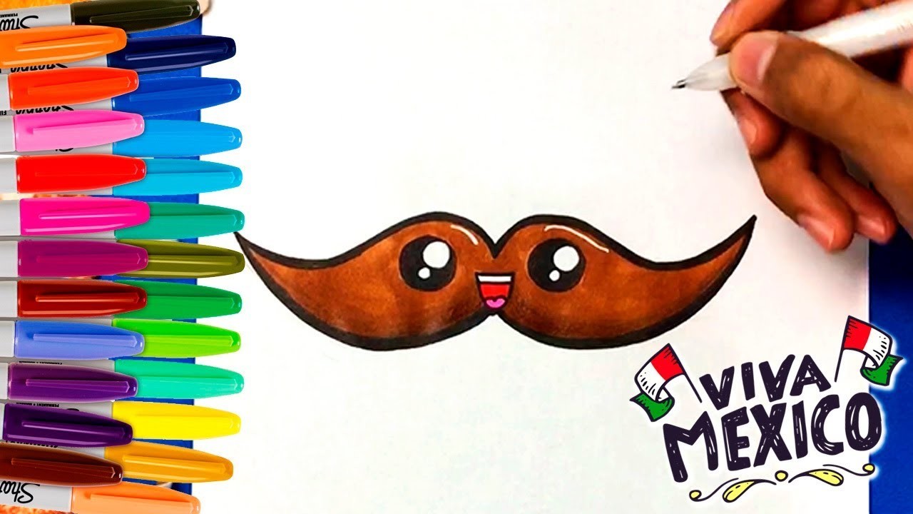 COMO DIBUJAR UN BIGOTE MEXICANO KAWAII | How to draw a Mexican Moustache