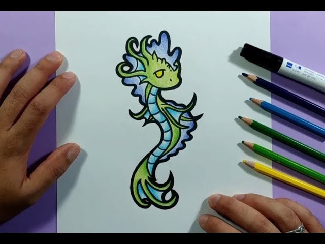 Como dibujar un dragon marino paso a paso | How to draw a sea dragon