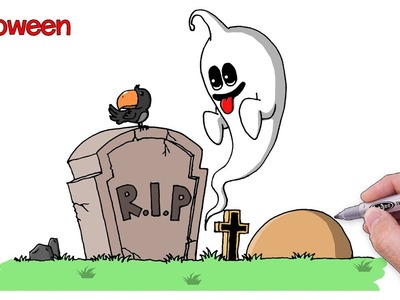 Como Dibujar un Fantasma de Halloween Paso a Paso - Dibujos para Dibujar - Dibujos Faciles