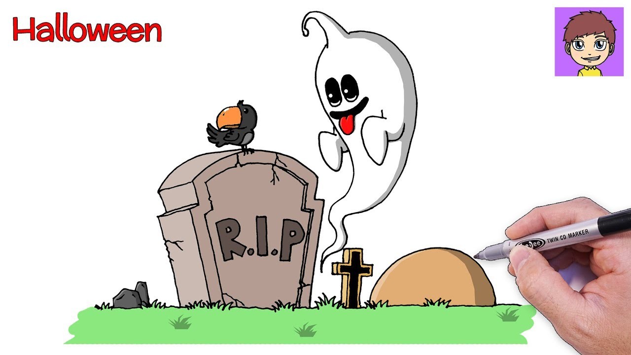 Como Dibujar un Fantasma de Halloween Paso a Paso - Dibujos para Dibujar - Dibujos Faciles