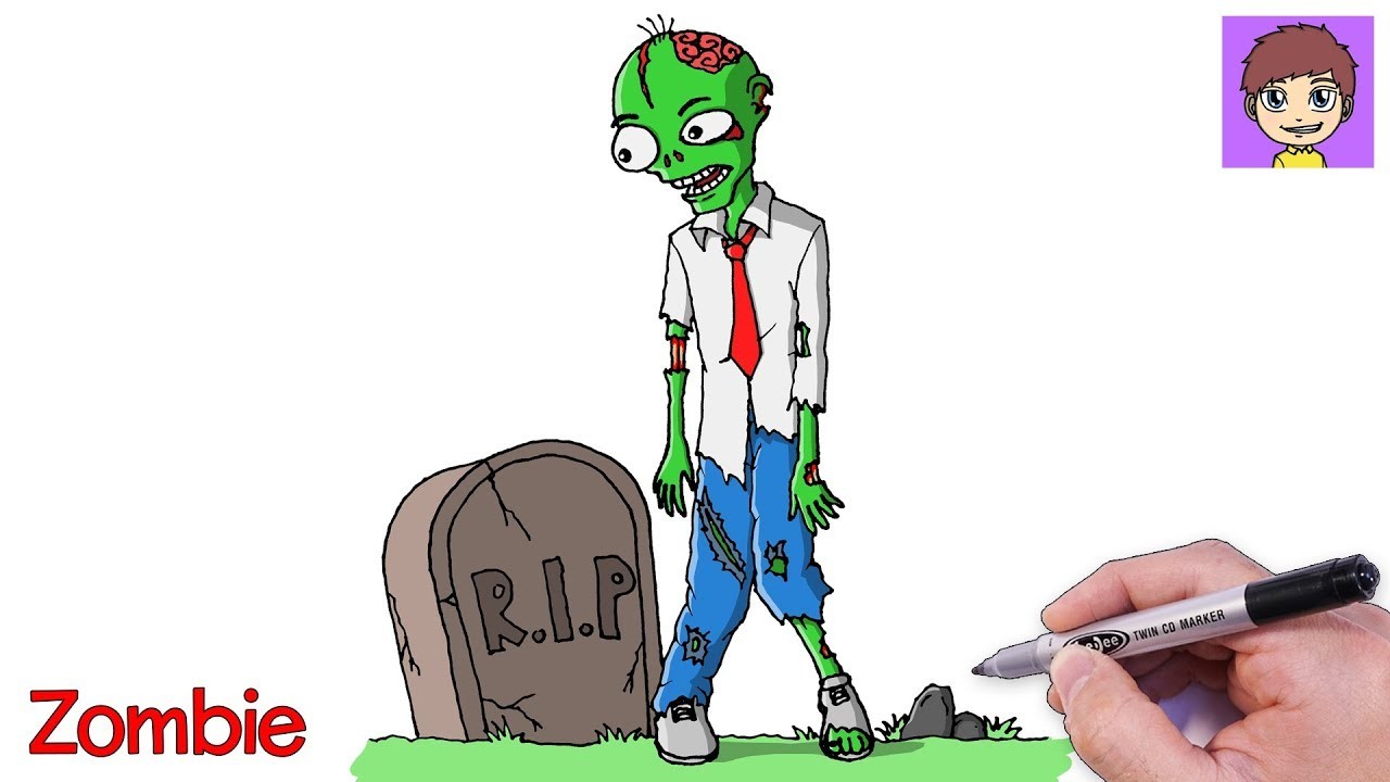 Como Dibujar un Zombie de Halloween Paso a Paso - Dibujos para Dibujar - Dibujos Faciles