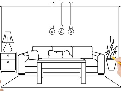 Cómo dibujar una sala de estar | Dibujos sencillos