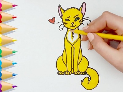 Como Dibujar y Colorear Un Gato de Arco Iris Dibujos Para Niños ???? Learn Draw