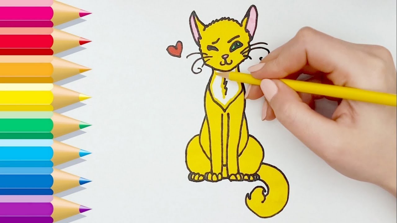 Como Dibujar y Colorear Un Gato de Arco Iris Dibujos Para Niños ???? Learn Draw