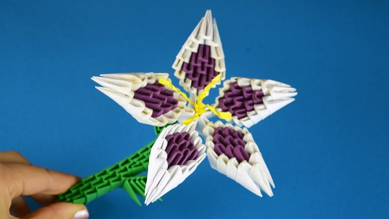Como hacer lirio de papel origami 3d paso a paso tutorial facil