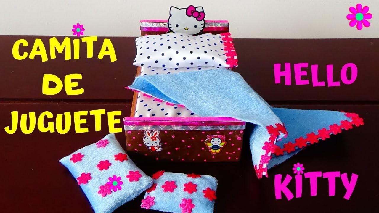 COMO HACER UNA CAMITA DE JUGUETE - HELLO KITTY - la pequeña soffy