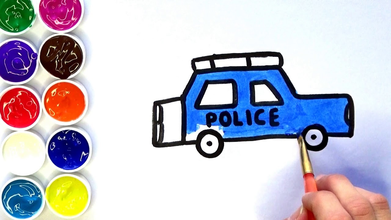Dibuja un Auto de Policía !! | Dibujos para Niños Amiguitos123