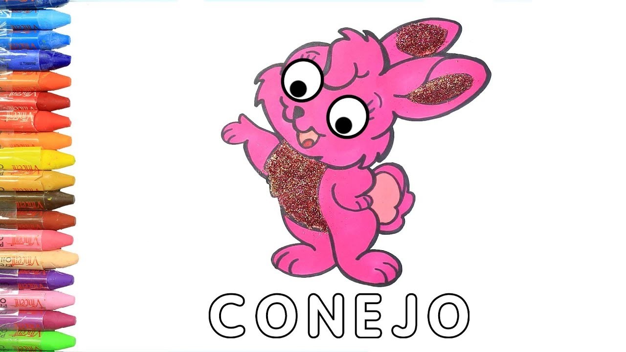 Dibujar y Colorea Conejo | Dibujos Para Niños | Aprender Colores & Animales & Español y Inglés