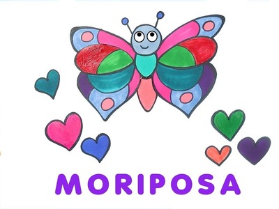 Dibujar y Colorea Mariposa | Dibujos Para Niños | Aprender Colores & Animales & Español y Inglés