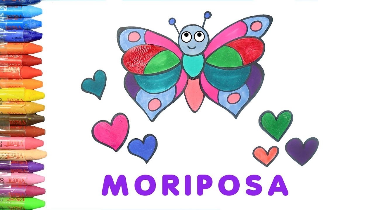 Dibujar y Colorea Mariposa | Dibujos Para Niños | Aprender Colores & Animales & Español y Inglés