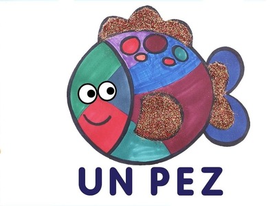 Dibujar y Colorea Un Pez | Dibujos Para Niños | Aprender Colores & Animales & Español y Inglés