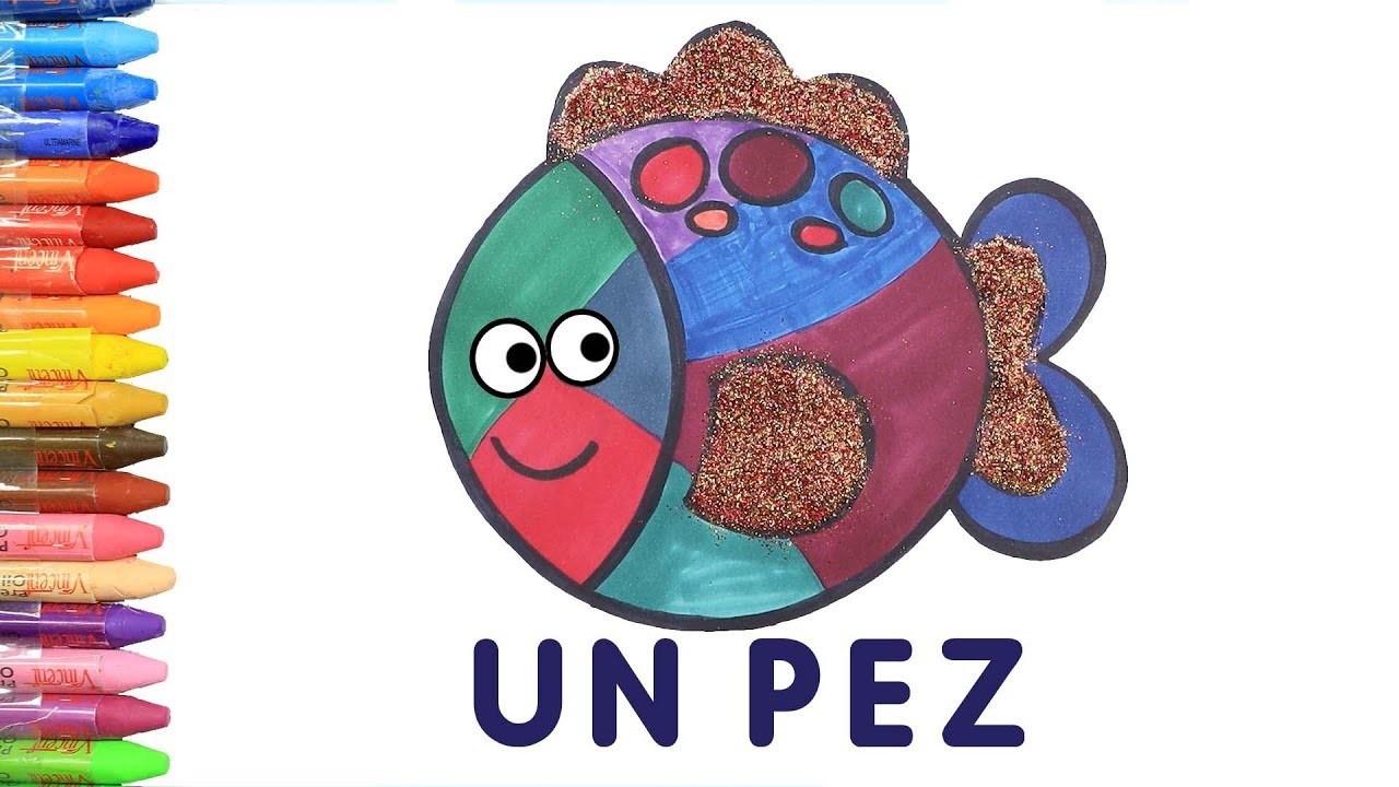 Dibujar y Colorea Un Pez | Dibujos Para Niños | Aprender Colores & Animales & Español y Inglés