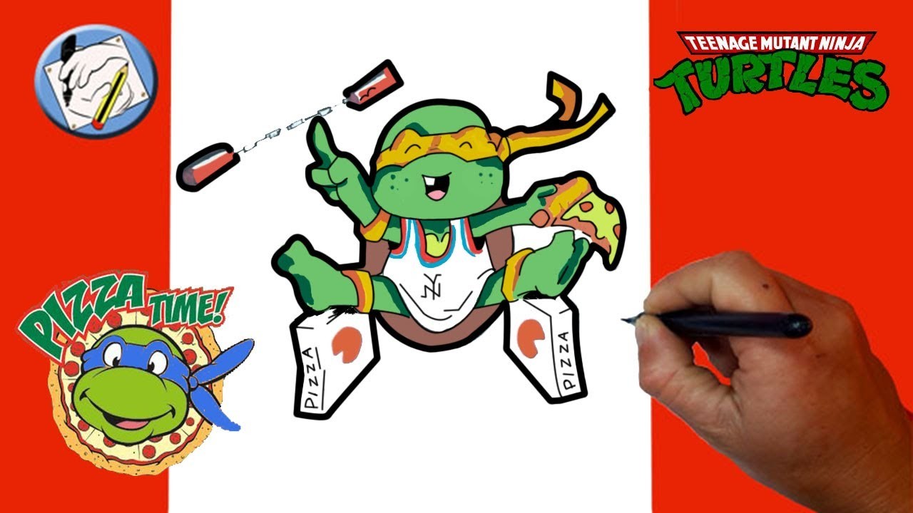Dibujos para niños - Como dibujar y colorear a Miguel Angel * Tortugas Ninja Fácil