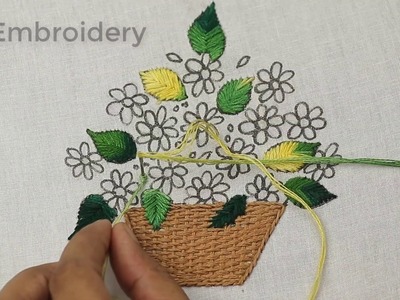 Hand embroidery flower basket designs | diseños de bordado de canasta de flores