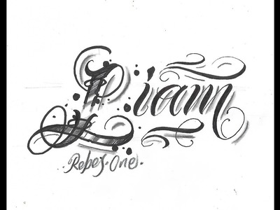 Letras para tatuar"liam". chicano lettering.como hacer letras CON ADORNOS.CURSO DE LETTERING