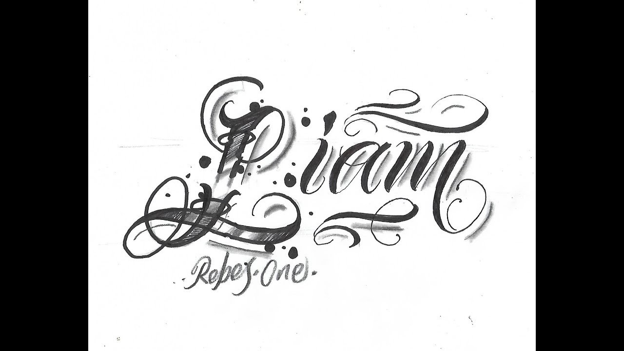 Letras para tatuar"liam". chicano lettering.como hacer letras CON ADORNOS.CURSO DE LETTERING