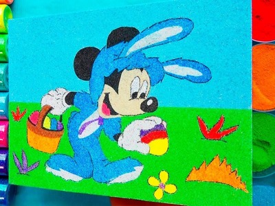 Mickey Mouse Reaping EASTER EGGS????????LA MEJOR FORMA de Pintar Facil Dibujos con ARENA y GLITTER 2019