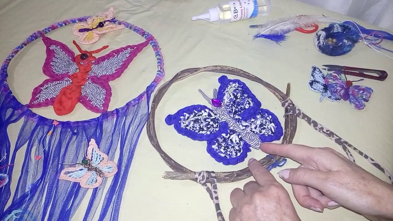 ????️ Atrapasueños Mariposa Crochet #11 ???? Parte 2: Armado y Adorno ????Terminación. Butterfly Dreamcatcher
