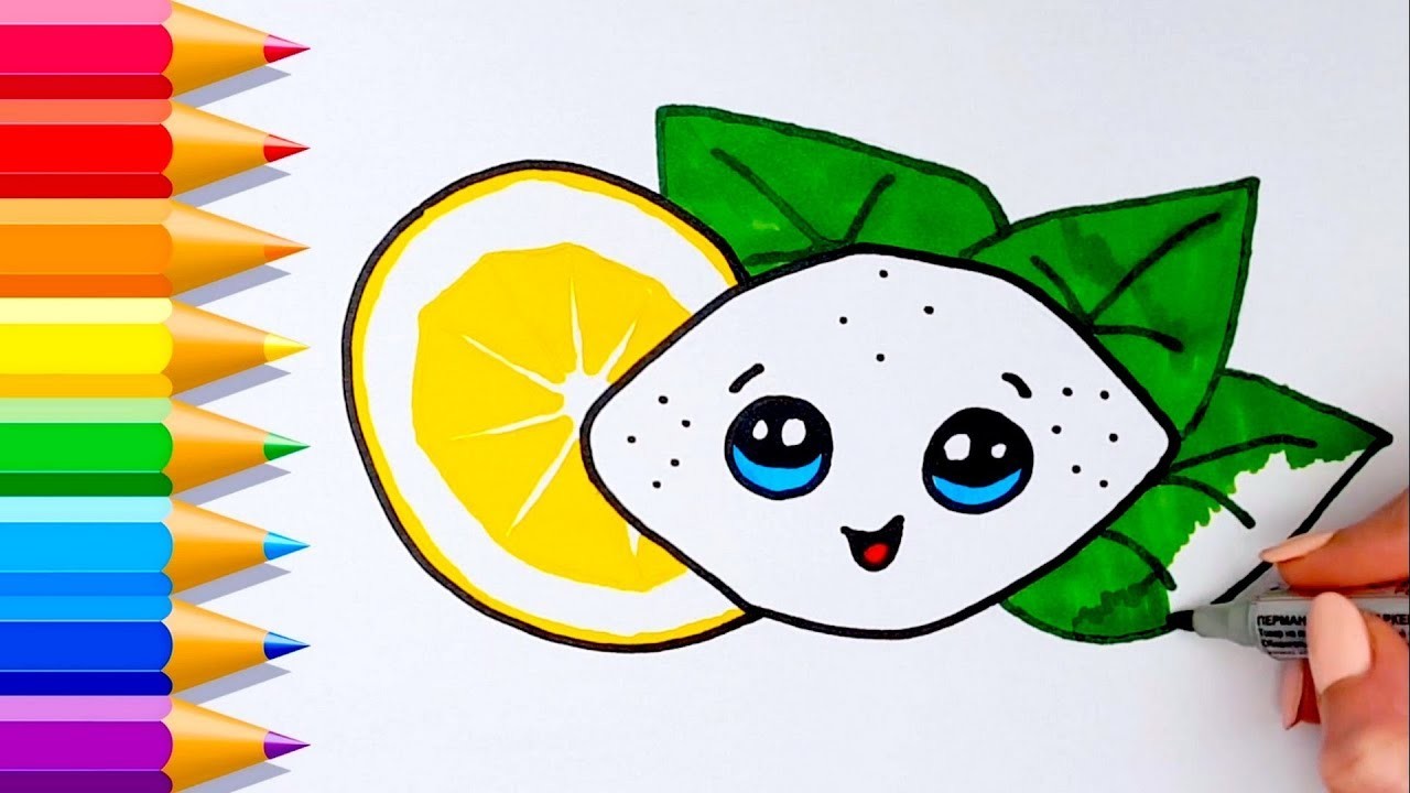 Cómo dibujar limón kawaii fácil ????