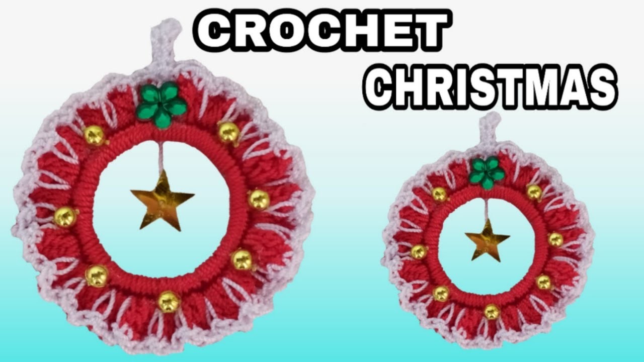 Cómo hacer corona de Navidad tejida a crochet