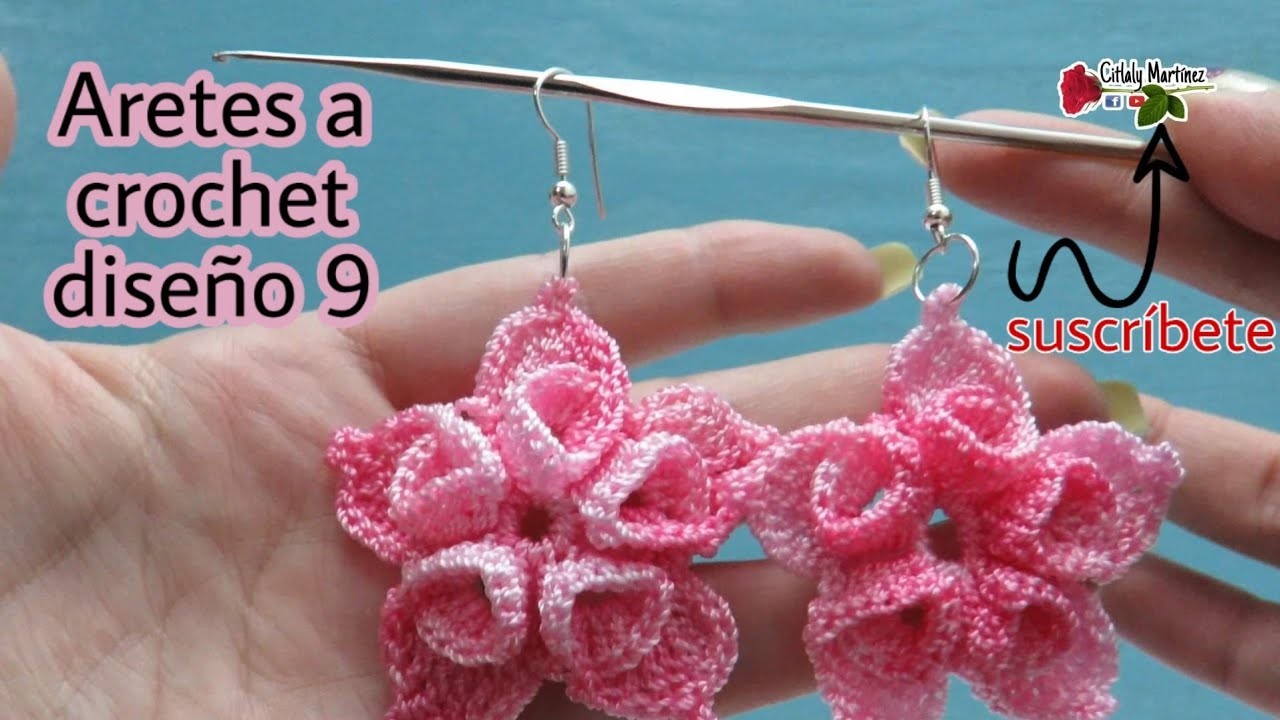 Aretes a crochet diseño 9