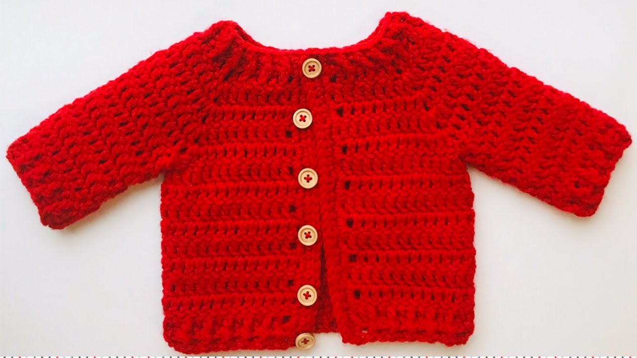 Chaquetita a crochet para niños y niñas y bebé recién nacido, Cómo tejer para principiantes 214