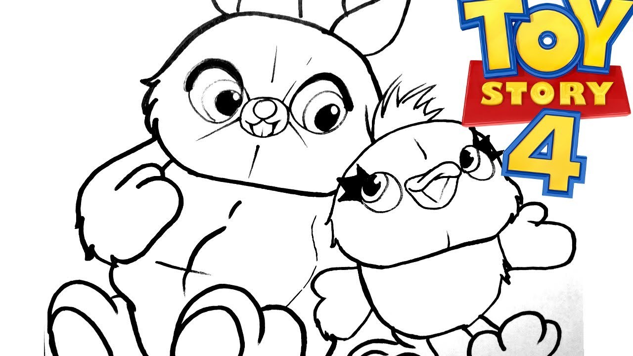Como dibujar a Ducky y Bunny de Toy Story 4 paso a paso