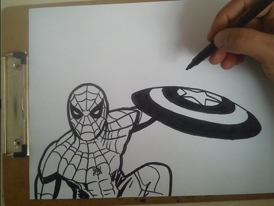 COMO DIBUJAR A SPIDERMAN (CIVIL WAR). how to draw spiderman (civil war)