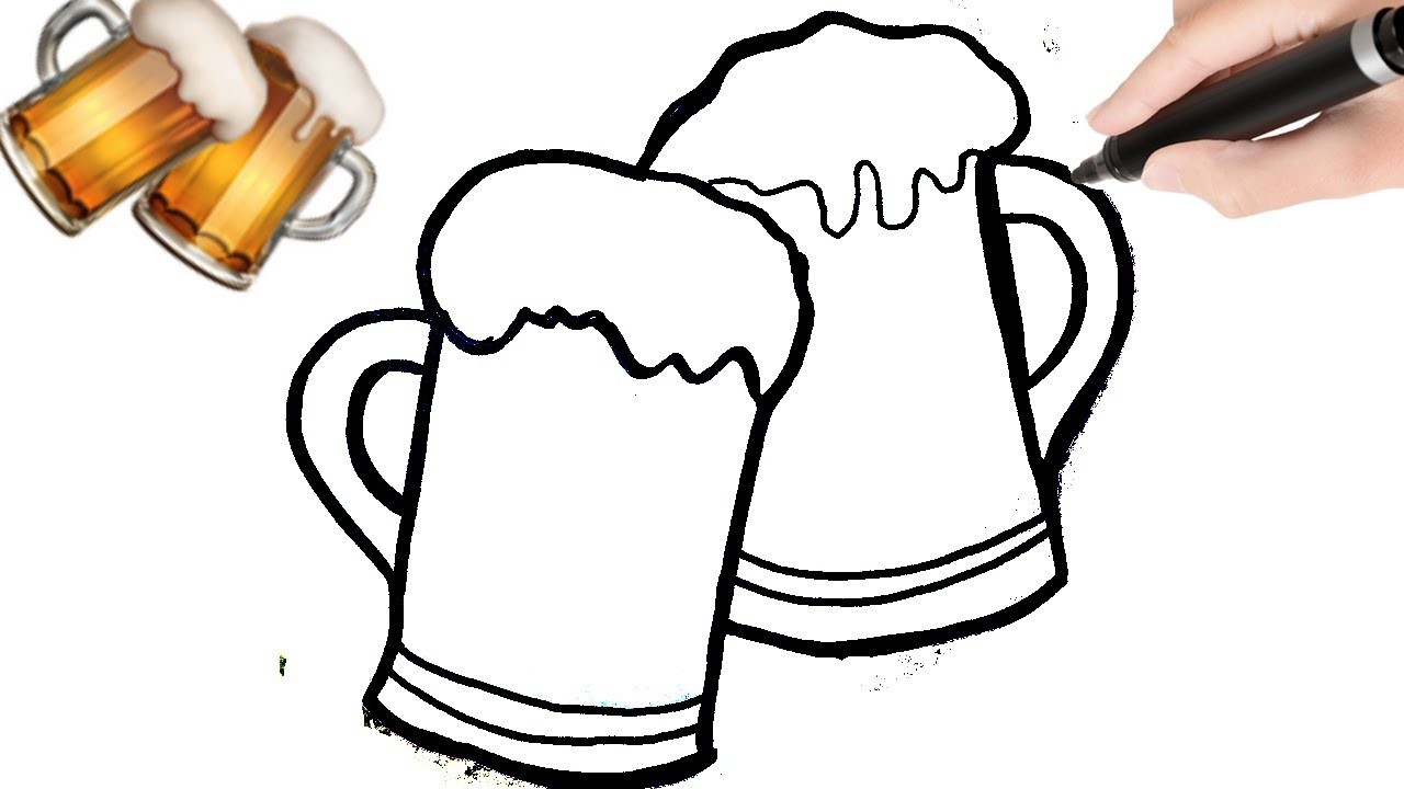 Como dibujar Emoji de la Cerveza pasó a pasó
