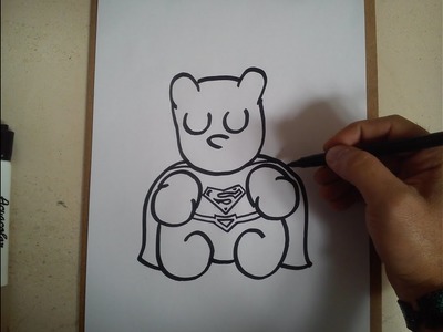 Como dibujar pandita super heroe (superman). how to draw superhero pandit (SUPERMAN)