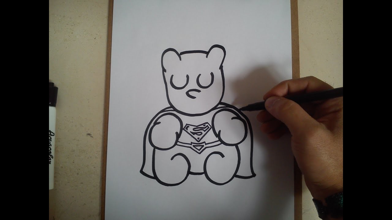 Como dibujar pandita super heroe (superman). how to draw superhero pandit (SUPERMAN)